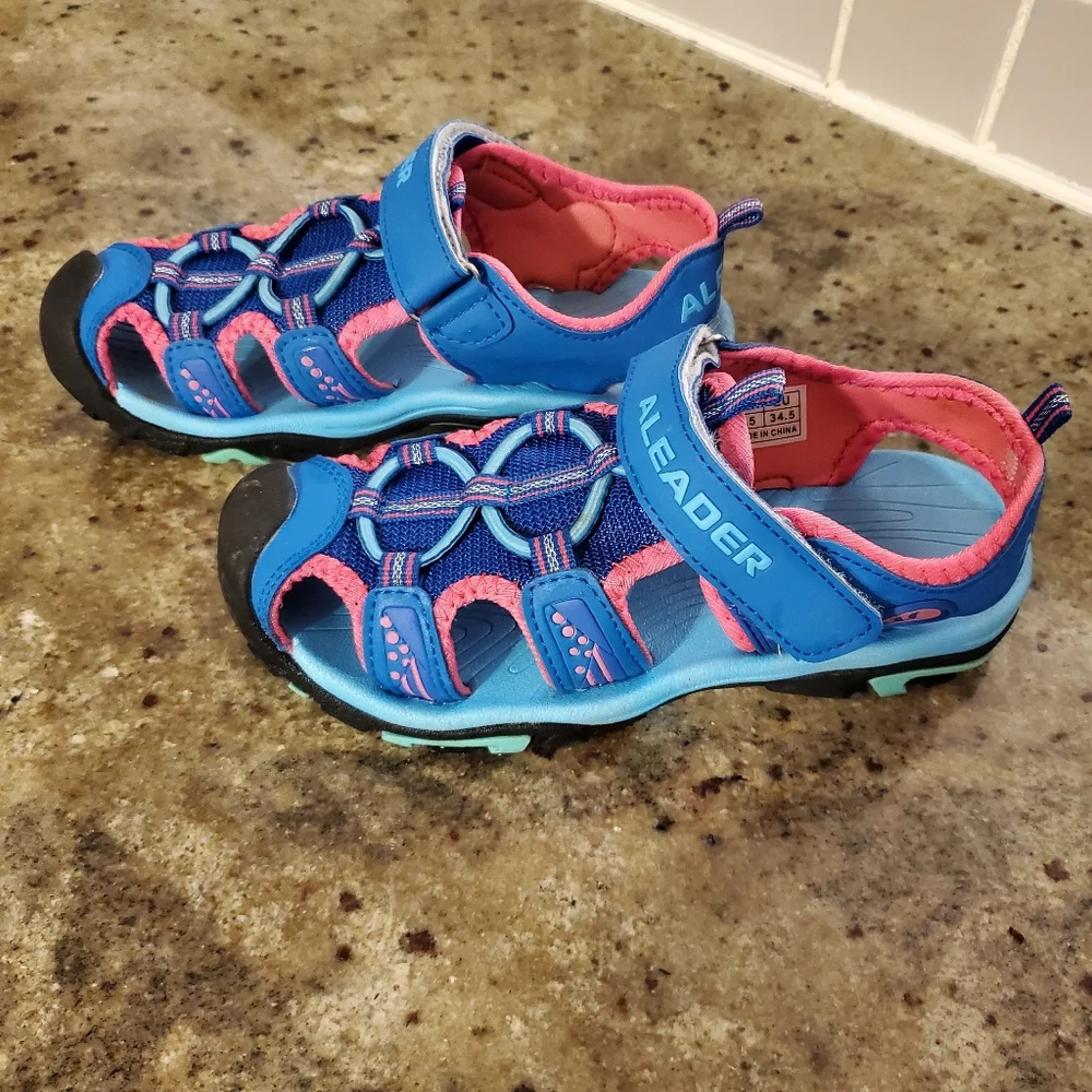 Aleader Blue Pink Girl Big Kid Outdoor Athletic Water Sandals SZ 3.5‎